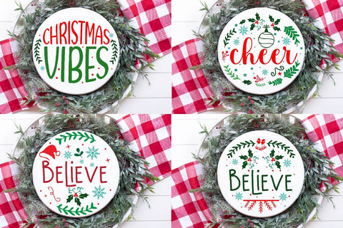 Round Sign Christmas, Round Ornaments, round wood sign svg, christmas sign, merry christmas, Bundle,farmhouse christmas SVG Paper Switch 