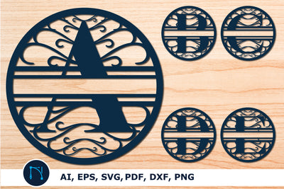 Round Split Monogram alphabet bundle SVG MD JOYNAL ABDIN 