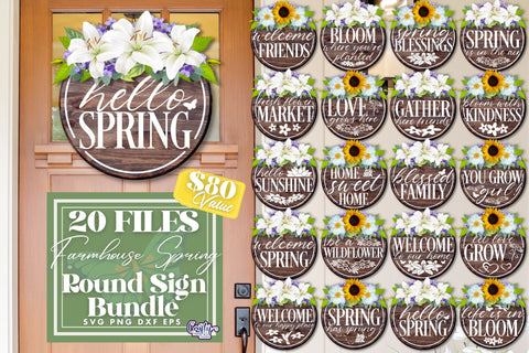 Round Spring Svg Bundle | Welcome Svg | Round Spring Sign SVG Crafty Mama Studios 