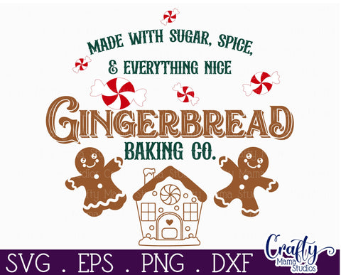 Round Vintage Christmas Svg Sign, Gingerbread Baking Co SVG Crafty Mama Studios 