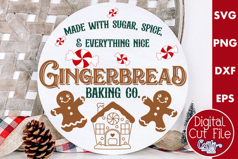 Round Vintage Christmas Svg Sign, Gingerbread Baking Co SVG Crafty Mama Studios 