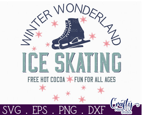Round Vintage Christmas Svg Sign, Ice Skating Rental SVG Crafty Mama Studios 