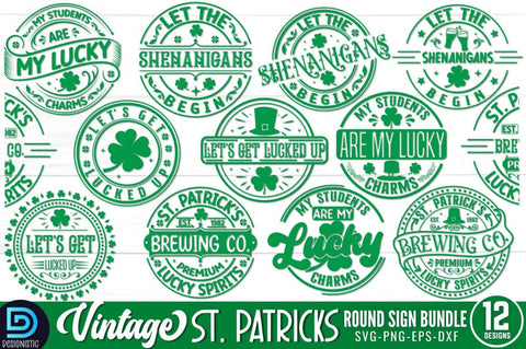 Round Vintage St Patricks Day SVG Bundle SVG DESIGNISTIC 