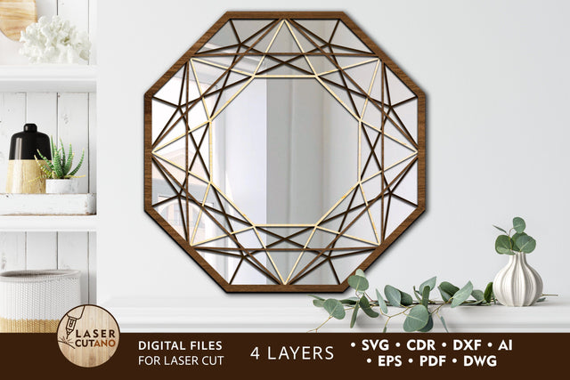 Round Wall MIRROR Frame Multilayer Laser Cut Files, Mandala, Round SVG, 3D Designs SVG LaserCutano 