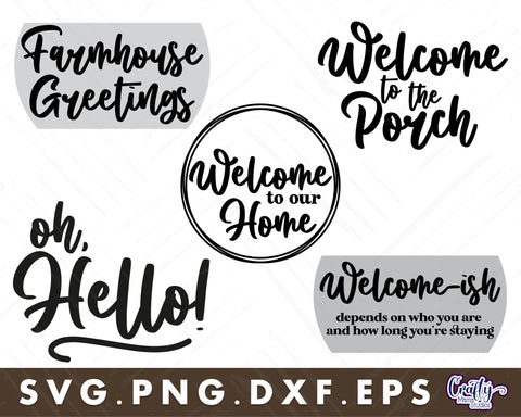 Round Welcome Svg Bundle | Welcome Quotes Svg SVG Crafty Mama Studios 