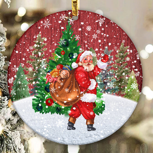 Round Wood Santa Ornament Sublimation Design Christmas Ornament Add Text Png Digital Download Sublimation CaldwellArt 