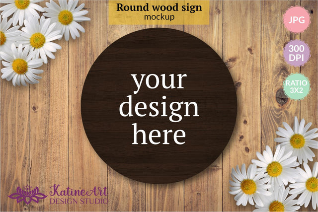 Round wood sign mockup Circle farmhouse flat lay mock up Mock Up Photo KatineArt 