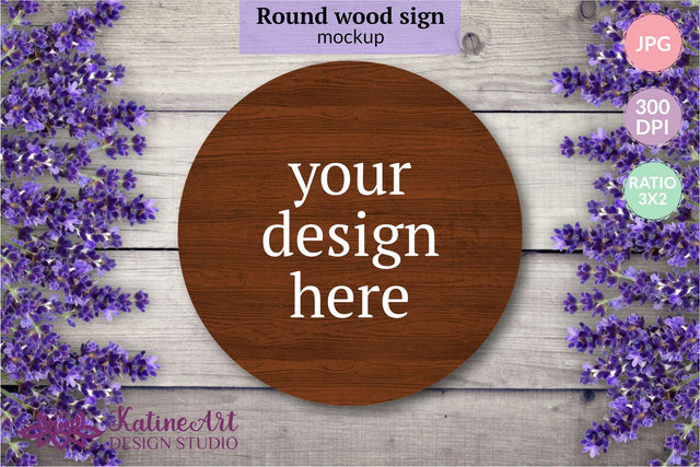 Round wood sign mockup Circle farmhouse flat lay mock up Mock Up Photo KatineArt 