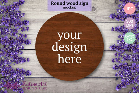 Round wood sign mockup Circle farmhouse flat lay mock up Mock Up Photo KatineArt 