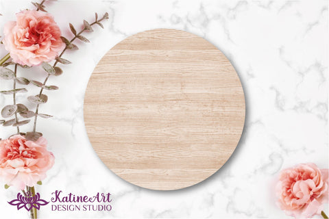 Round wood sign mockup Circle farmhouse flat lay mock up SVG KatineArt 