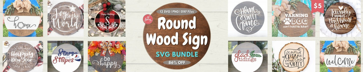 Round Wood Sign SVG Design Bundle