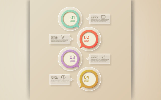 Rounded infographic template with colorful cycle diagram four options and transparent icons SVG naemmiah021 