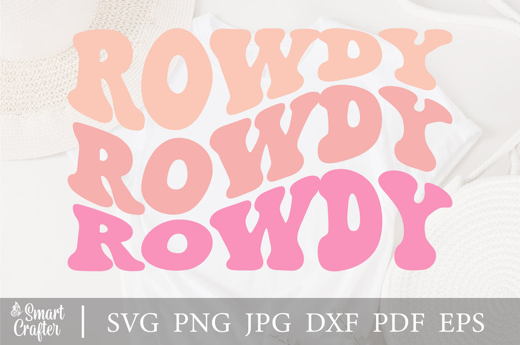 Rowdy svg, wavy style svg, EPS PNG Cricut Instant Download - So Fontsy