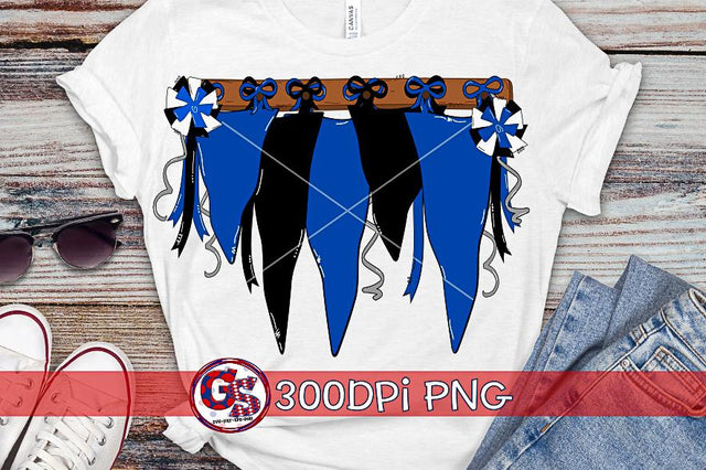 Royal Blue and Black Spirit Pennants PNG for Sublimation-Homecoming PNG Sublimation Greedy Stitches 