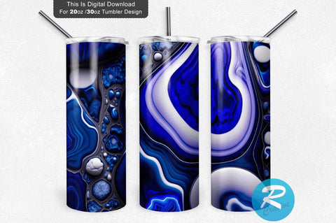 Royal Blue and Silver 20 oz / 30 oz Tumbler PNG Sublimation Regulrcrative 