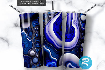Royal Blue and Silver 20 oz / 30 oz Tumbler PNG Sublimation Regulrcrative 