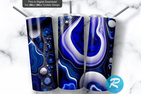 Royal Blue and Silver 20 oz / 30 oz Tumbler PNG Sublimation Regulrcrative 