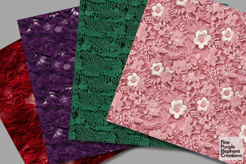 Royal Lace Digital Paper | Gemstone Jewel Tone Pattern Digital Pattern Fine Purple Elephant Creations 
