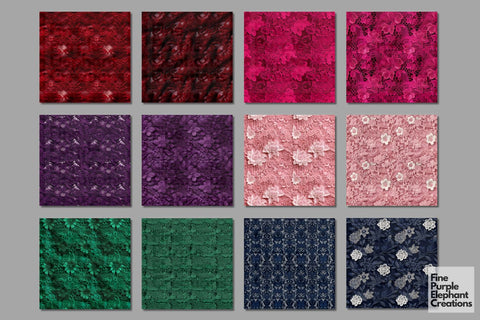 Royal Lace Digital Paper | Gemstone Jewel Tone Pattern Digital Pattern Fine Purple Elephant Creations 