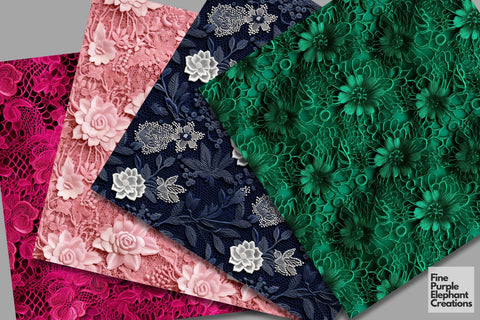 Royal Lace Digital Paper | Gemstone Jewel Tone Pattern Digital Pattern Fine Purple Elephant Creations 