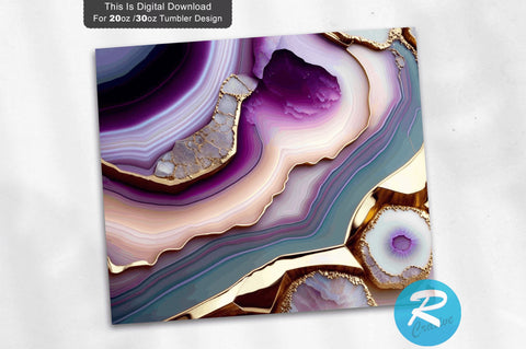 Royal Purple Pale Pink Agate 20 oz / 30 oz Tumbler PNG Sublimation Regulrcrative 