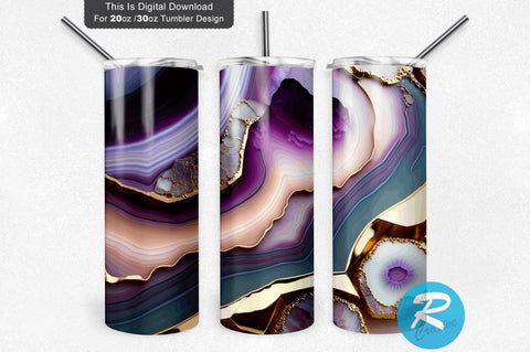 Royal Purple Pale Pink Agate 20 oz / 30 oz Tumbler PNG Sublimation Regulrcrative 