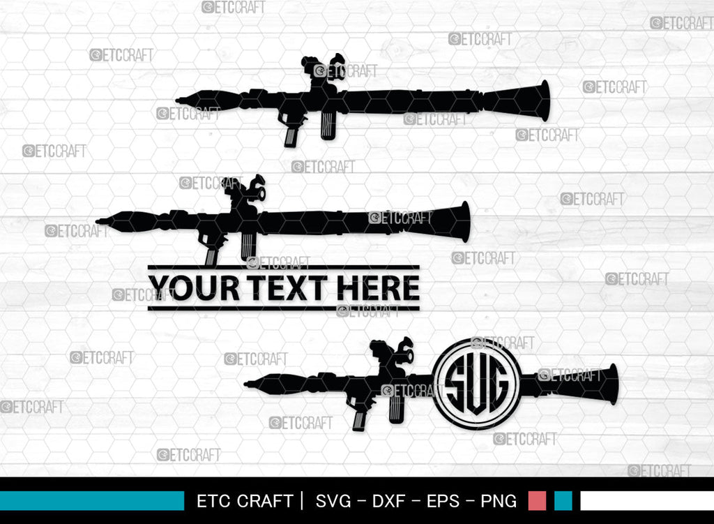 Rpg Monogram, Rpg 7 Silhouette, Rpg SVG, Rocket Launcher Svg, Anti Tank ...