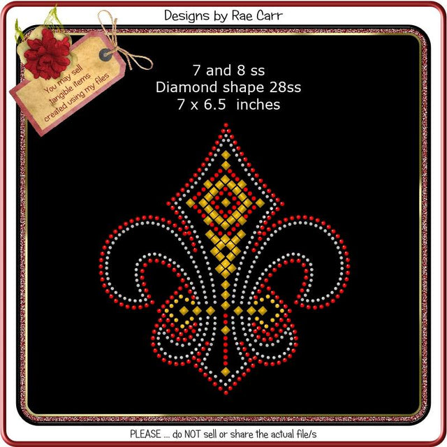 RS802 Big Fleur De Lis Rhinestone Template SVG Designs by Rae 