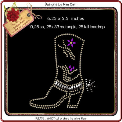 RS803 Fancy Boot Rhinestone Template SVG Designs by Rae 