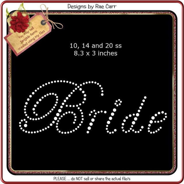 RS805 Bride Rhinestone Template SVG Designs by Rae 