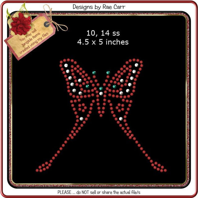 RS806 Butterfly Rhinestone Template SVG Designs by Rae 