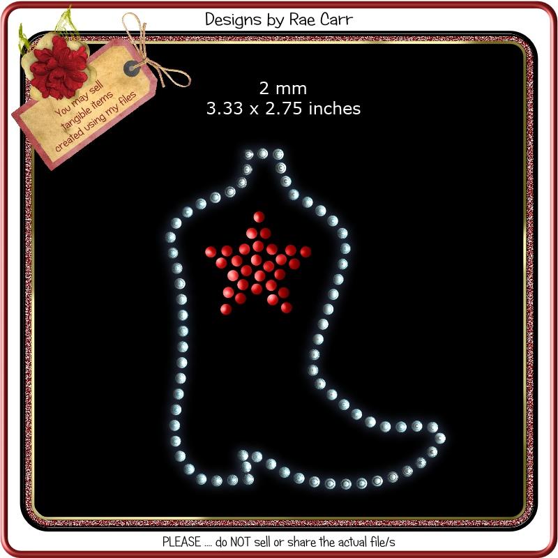 RS808 Little Boot Rhinestone Template - So Fontsy