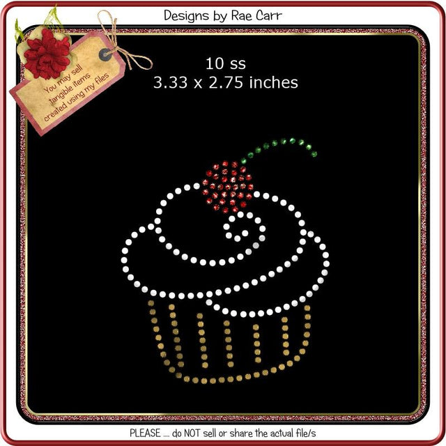 RS809 Cupcake Rhinestone Template SVG Designs by Rae 