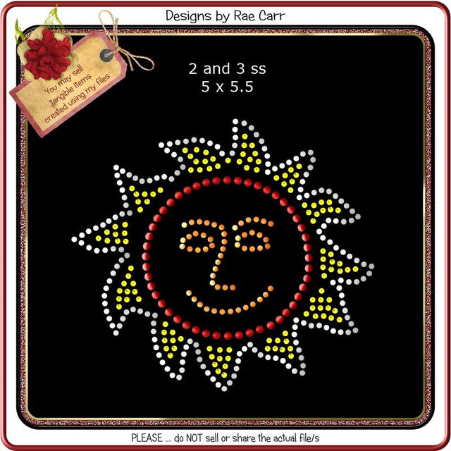 RS811 Sunshine Rhinestone Template SVG Designs by Rae 