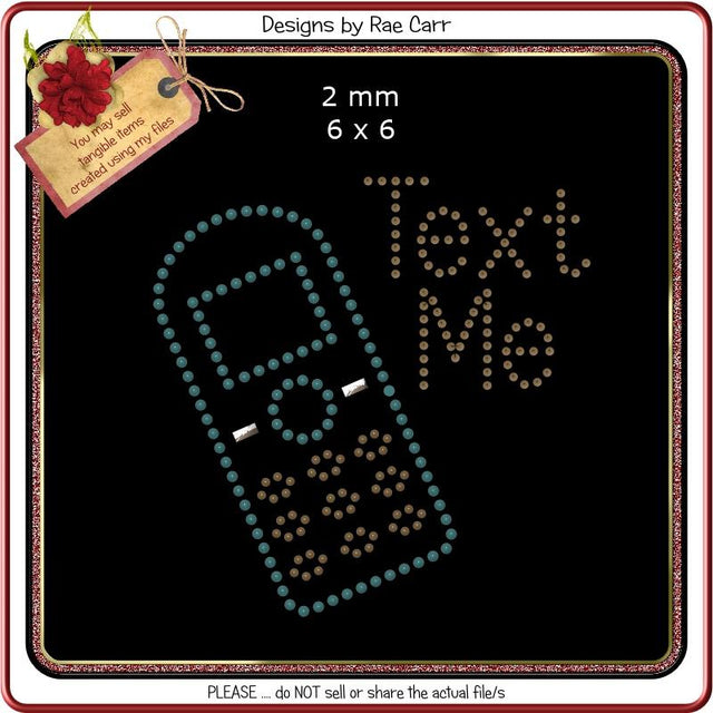 RS812 Text Me Rhinestone Template SVG Designs by Rae 