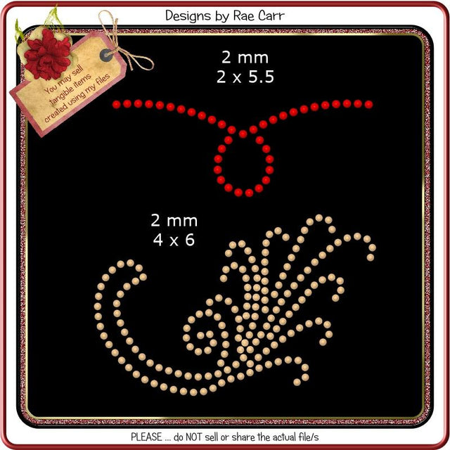 RS813 Embellishments Swirls Rhinestone Template SVG Designs by Rae 