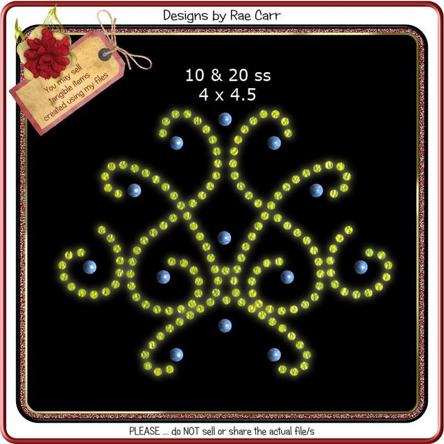 RS815 Embellishments Swirl Rhinestone Template SVG Designs by Rae 