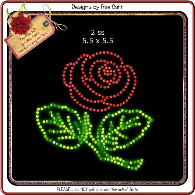 RS816 Rose Rhinestone Template SVG Designs by Rae 