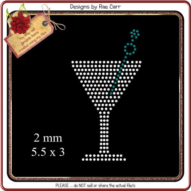 RS822 Martini Rhinestone Templates SVG Designs by Rae 