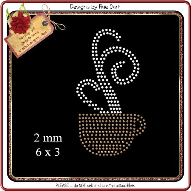 RS823 Coffee Rhinestone Templates SVG Designs by Rae 