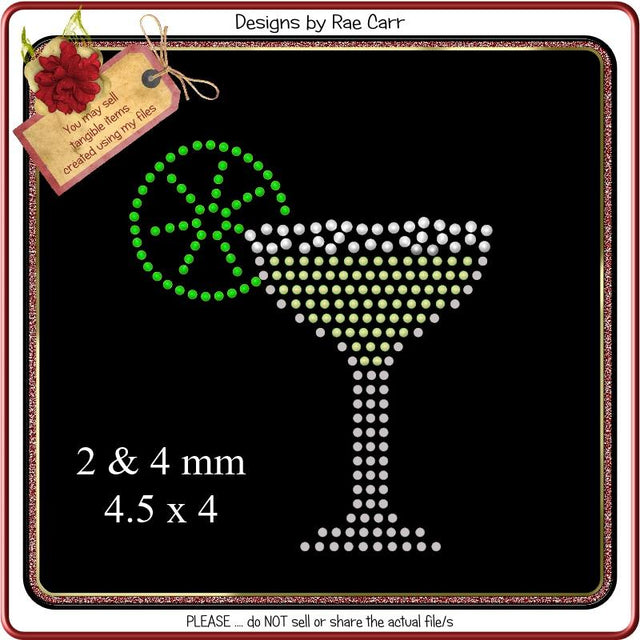 RS824 Margarita with Salt Rhinestone Templates SVG Designs by Rae 