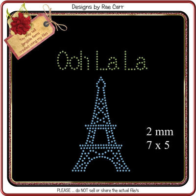 RS828 Eiffel Tower Ooh La La Rhinestone Template SVG Designs by Rae 