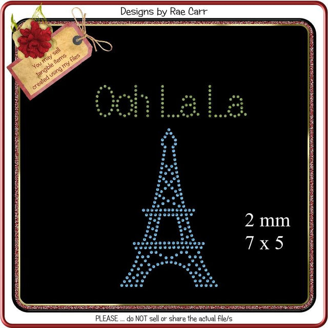 RS828 Eiffel Tower Ooh La La Rhinestone Template SVG Designs by Rae 