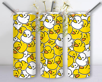 Rubber Duckies Stainless Tumbler PNG, Duck Tumbler, Rubber Duck Gift, Rubber Ducky 20 oz Skinny Tumbler Sublimation Designs Sublimation PixelChick 