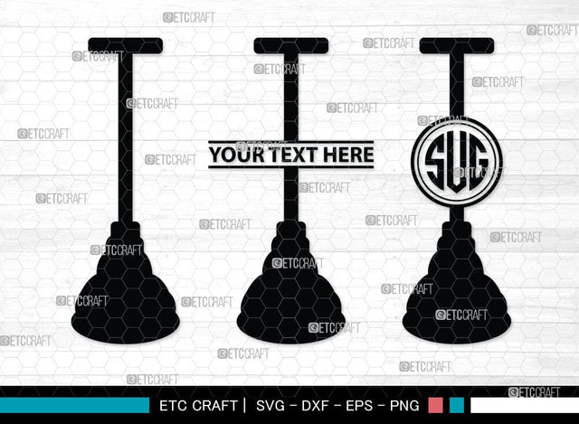 Rubber Plunger Monogram, Rubber Plunger Silhouette, Bathroom Svg, Toilet Plunger Svg, Rubber Plunger Svg, Rubber Sink Plunger Svg, SB00084 SVG ETC Craft 