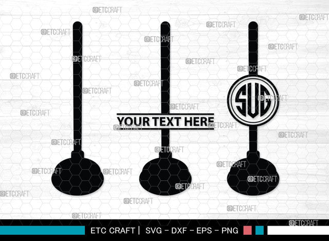 Rubber Plunger Monogram, Rubber Plunger Silhouette, Bathroom Svg, Toilet Plunger Svg, Rubber Plunger Svg, Rubber Sink Plunger Svg, SB00084 SVG ETC Craft 
