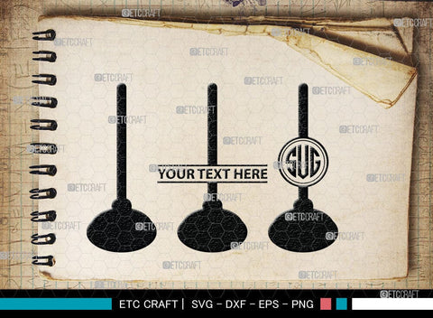 Rubber Plunger Monogram, Rubber Plunger Silhouette, Bathroom Svg, Toilet Plunger Svg, Rubber Plunger Svg, Rubber Sink Plunger Svg, SB00084 SVG ETC Craft 