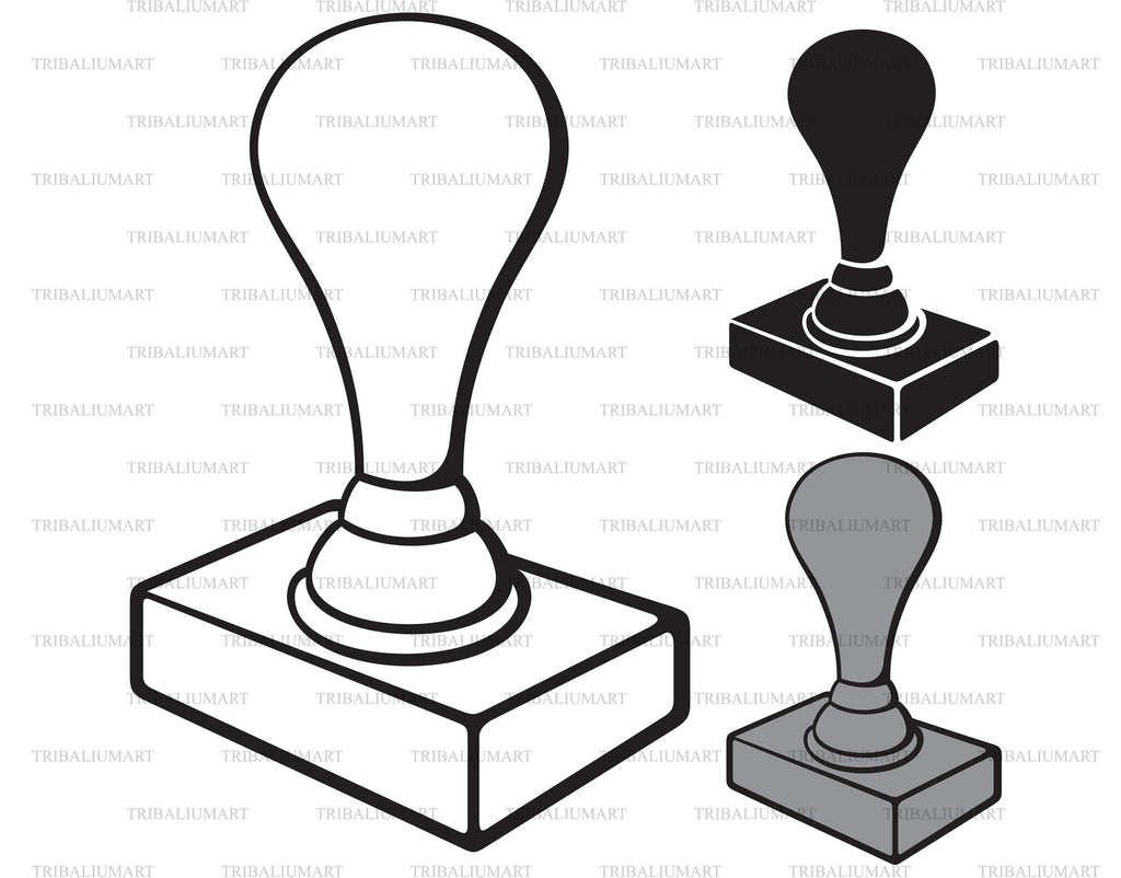 Rubber stamp. Cut files for Cricut. Clip Art silhouettes (eps, svg, pdf ...