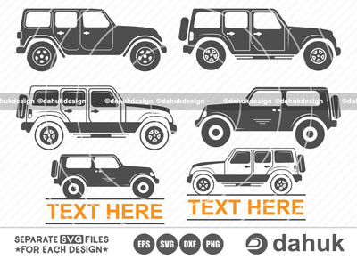 Rubicon Stencil SVG, Jeep Wrangler Silhouette, Jeep Clipart vector, Cut file, for silhouette, svg, eps, dxf, png, clipart cricut design space, vinyl cut files SVG dahukdesign 