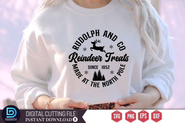 Rudolph and co reindeer treats since 1852 made at the north pole SVG SVG DESIGNISTIC 